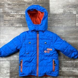 Rugged Bear Kids Blue Jacket with Orange Lining, Size 24Months